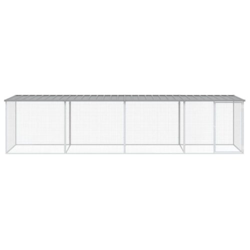 Chicken Cage with Roof Light Grey 403x98x90cm Galvanised Steel - Image 4