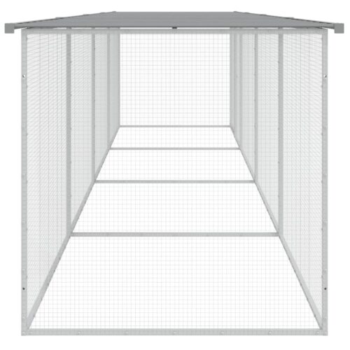 Chicken Cage with Roof Light Grey 403x98x90cm Galvanised Steel - Image 5