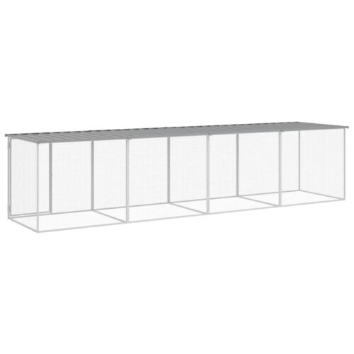 Chicken Cage with Roof Light Grey 403x98x90cm Galvanised Steel - Image 6