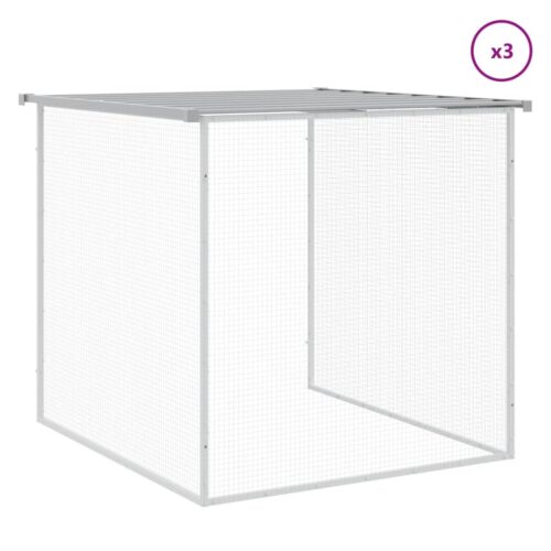 Chicken Cage with Roof Light Grey 403x98x90cm Galvanised Steel - Image 8