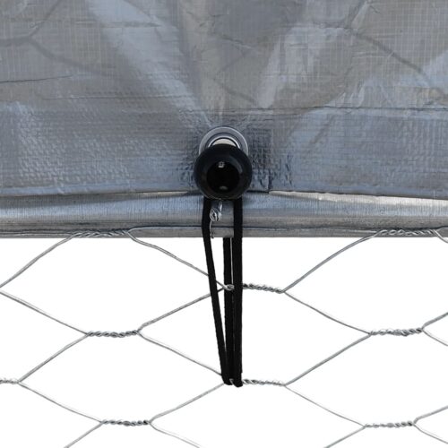 Chicken Cage with Roof Door Silver Galvanised Steel - Image 6
