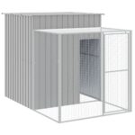Chicken Cage with Run Light Grey 165x251x181cm Galvanised Steel