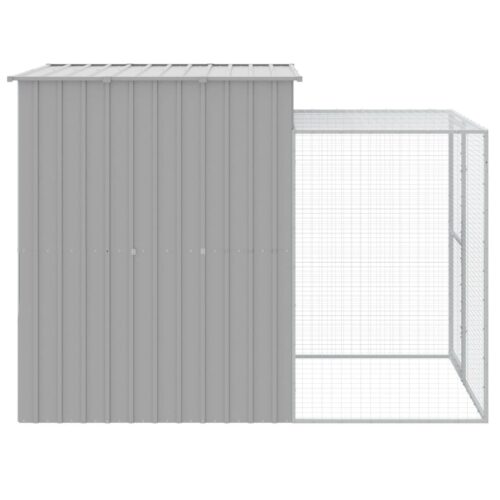 Chicken Cage with Run Light Grey 165x251x181cm Galvanised Steel - Image 4