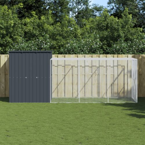 Chicken Cage with Run Anthracite 165x455x181cm Galvanised Steel - Image 9