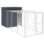 Chicken Cage with Run Anthracite 165x455x181cm Galvanised Steel