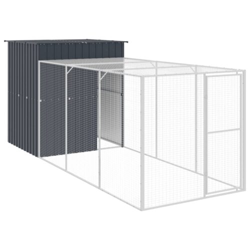 Chicken Cage with Run Anthracite 165x455x181cm Galvanised Steel