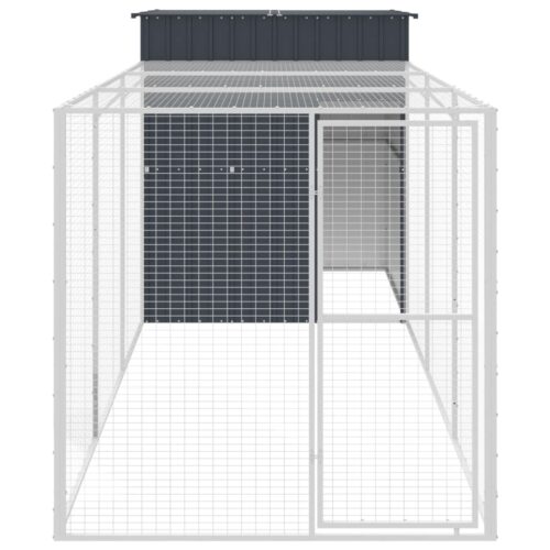 Chicken Cage with Run Anthracite 165x455x181cm Galvanised Steel - Image 3