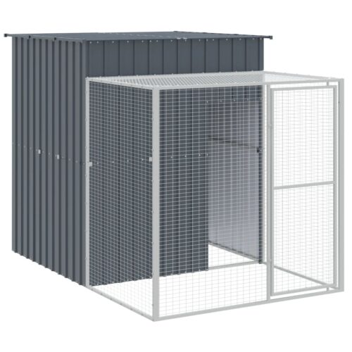 Chicken Cage with Run Anthracite 165x455x181cm Galvanised Steel - Image 6