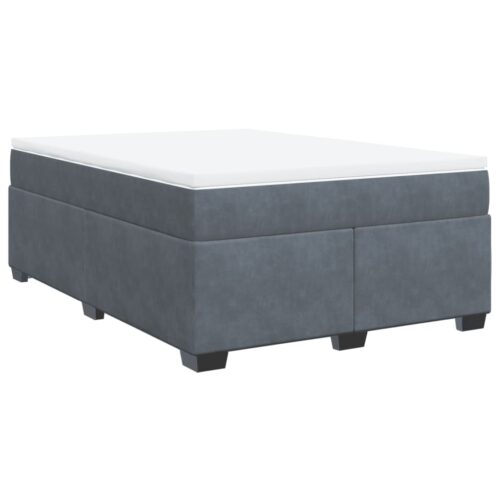 Box Spring Bed with Mattress Dark Grey Double Velvet - Image 3