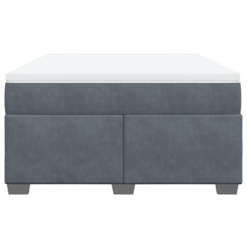 Box Spring Bed with Mattress Dark Grey Double Velvet - Image 4