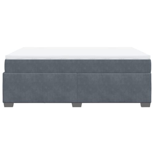 Box Spring Bed with Mattress Dark Grey Double Velvet - Image 5