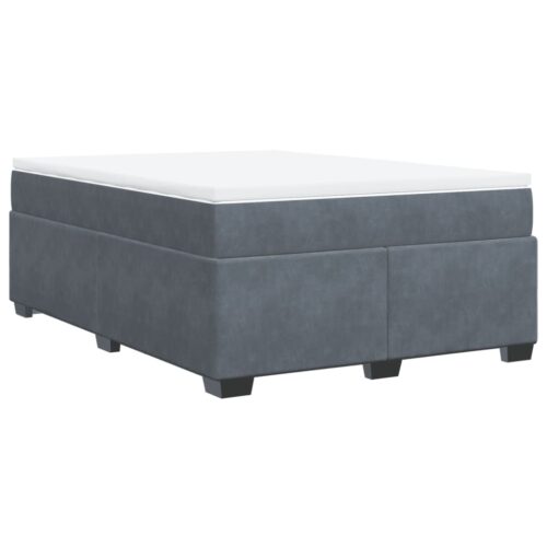 Box Spring Bed with Mattress Dark Grey Double Velvet - Image 6