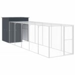 Chicken Cage with Run Anthracite 165x659x181cm Galvanised Steel