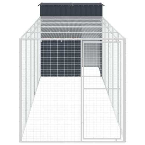Chicken Cage with Run Anthracite 165x659x181cm Galvanised Steel - Image 3