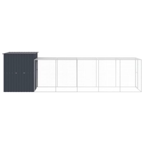 Chicken Cage with Run Anthracite 165x659x181cm Galvanised Steel - Image 4