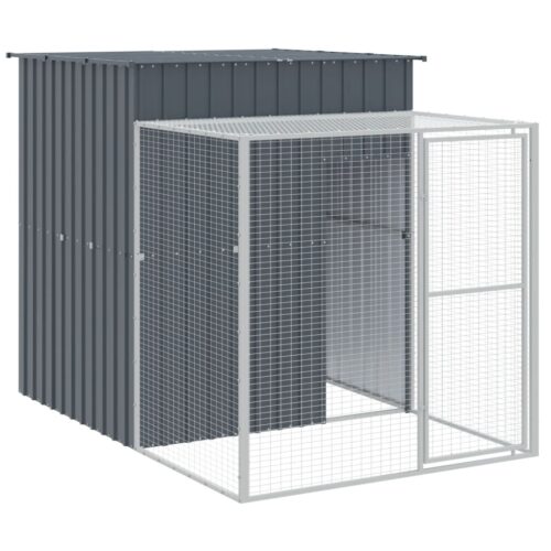 Chicken Cage with Run Anthracite 165x659x181cm Galvanised Steel - Image 6