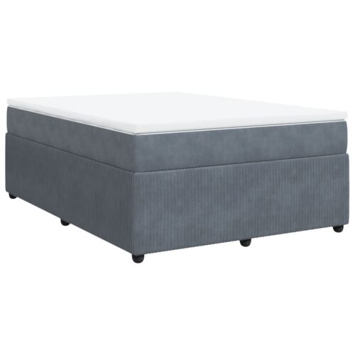 Box Spring Bed with Mattress Dark Grey Double Velvet - Image 2