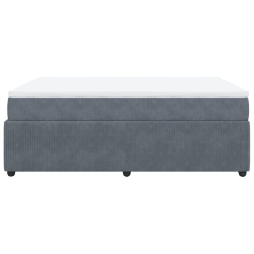 Box Spring Bed with Mattress Dark Grey Double Velvet - Image 8
