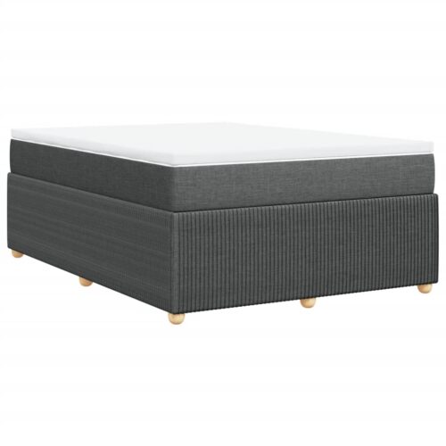 Box Spring Bed with Mattress Black Double Fabric - Image 9