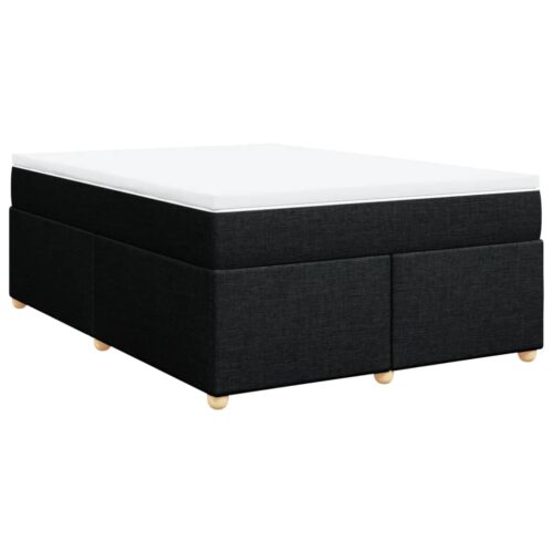 Box Spring Bed with Mattress Black Queen Fabric - Image 2