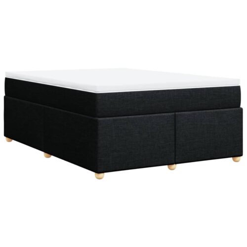 Box Spring Bed with Mattress Black Queen Fabric - Image 6