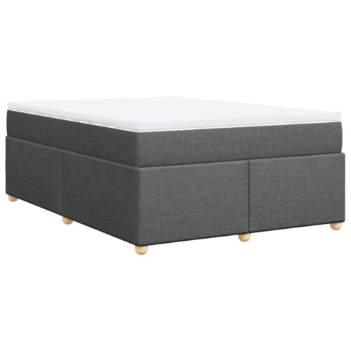 Box Spring Bed with Mattress Light Grey Queen Fabric - Image 6