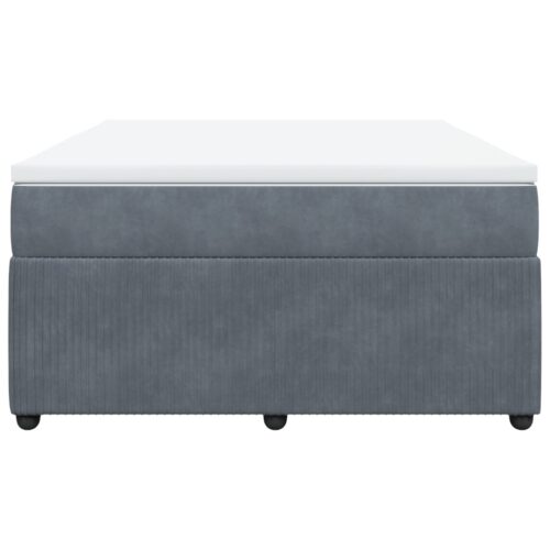 Box Spring Bed with Mattress Dark Grey Queen Velvet - Image 5