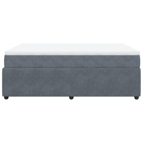 Box Spring Bed with Mattress Dark Grey Queen Velvet - Image 8