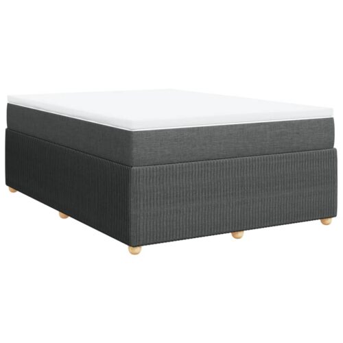 Box Spring Bed with Mattress Black Queen Fabric - Image 2