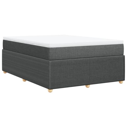 Box Spring Bed with Mattress Black Queen Fabric - Image 9