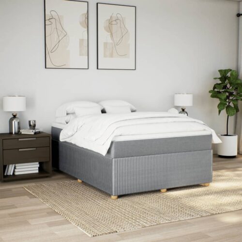Box Spring Bed with Mattress Dark Grey Queen Fabric - Image 3