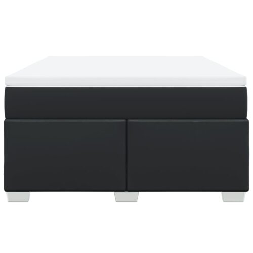 Box Spring Bed with Mattress Black Queen Faux Leather - Image 4