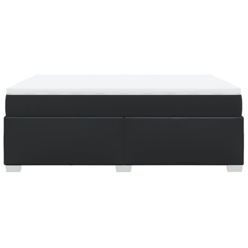 Box Spring Bed with Mattress Black Queen Faux Leather - Image 5