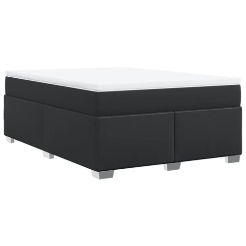 Box Spring Bed with Mattress Black Queen Faux Leather - Image 6