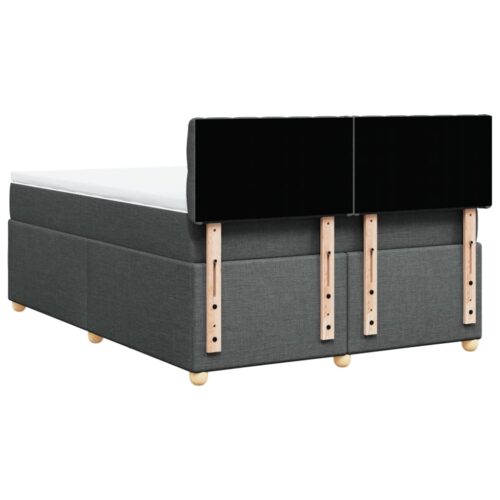 Box Spring Bed with Mattress Dark Grey Queen Fabric - Image 6