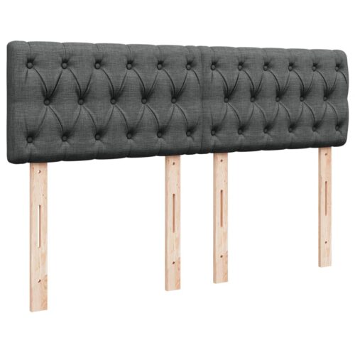 Box Spring Bed with Mattress Dark Grey Queen Fabric - Image 7