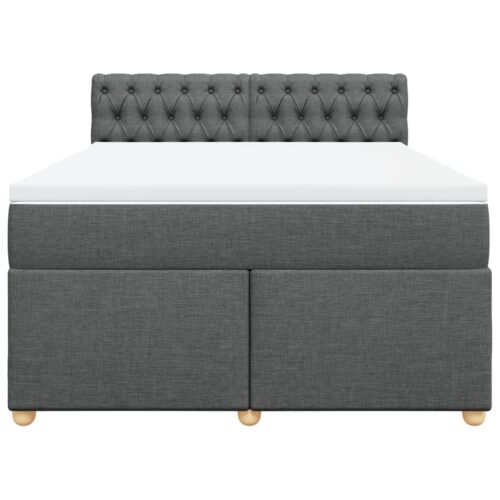 Box Spring Bed with Mattress Dark Grey Queen Fabric - Image 6