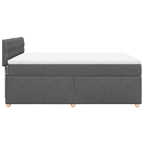 Box Spring Bed with Mattress Dark Grey Queen Fabric - Image 7