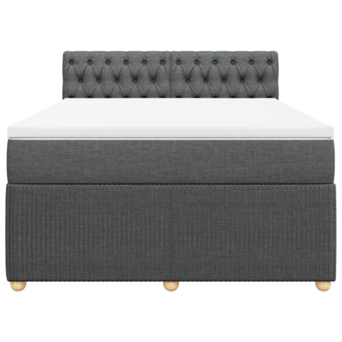 Box Spring Bed with Mattress Dark Grey Queen Fabric - Image 4
