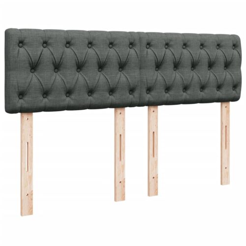 Box Spring Bed with Mattress Dark Grey Queen Fabric - Image 5