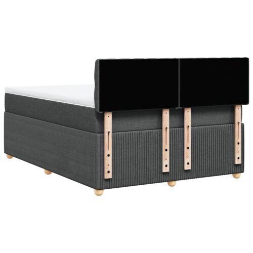 Box Spring Bed with Mattress Dark Grey Queen Fabric - Image 10