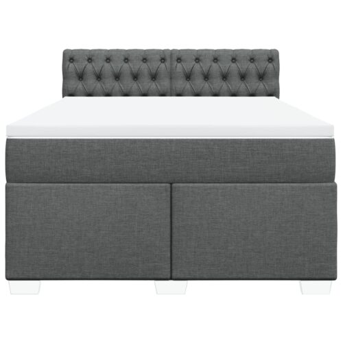 Box Spring Bed with Mattress Dark Grey Queen Fabric - Image 6