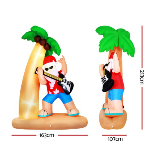 Jingle Jollys Christmas Inflatable Santa Guitar 2.1M Led Illuminated Decorations - Image 2