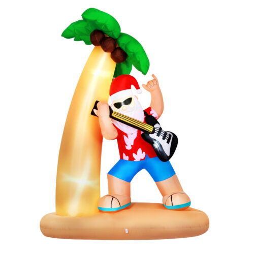 Jingle Jollys Christmas Inflatable Santa Guitar 2.1M Led Illuminated Decorations - Image 3