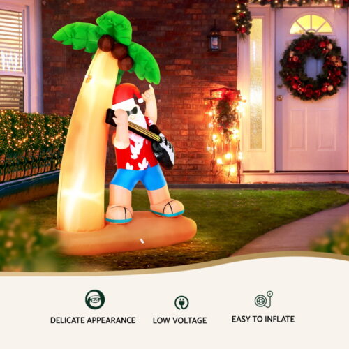 Jingle Jollys Christmas Inflatable Santa Guitar 2.1M Led Illuminated Decorations - Image 5