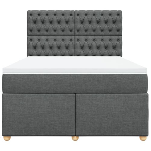 Box Spring Bed with Mattress Dark Grey Queen Fabric - Image 6