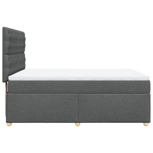 Box Spring Bed with Mattress Dark Grey Queen Fabric - Image 7