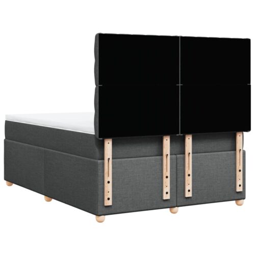 Box Spring Bed with Mattress Dark Grey Queen Fabric - Image 8