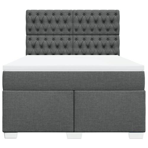 Box Spring Bed with Mattress Dark Grey Queen Fabric - Image 4