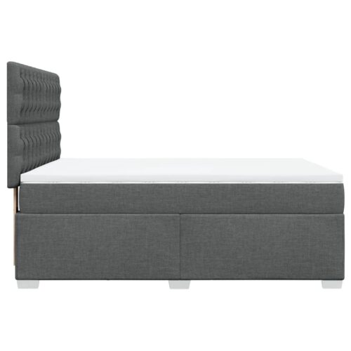 Box Spring Bed with Mattress Dark Grey Queen Fabric - Image 9